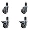 Service Caster 4'' Thermoplastic Rubber Wheel Swivel 1-5/8'' Expanding Stem Caster Set 2 Brakes, 4PK SCC-EX20S414-TPRB-2-PLB-2-158 - alternate 1
